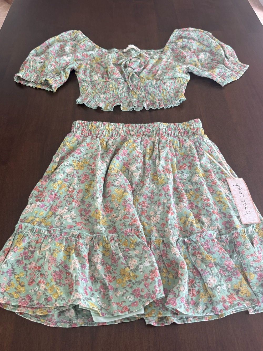 Band Crush Floral Cottagecore 2 Piece Skirt Set M